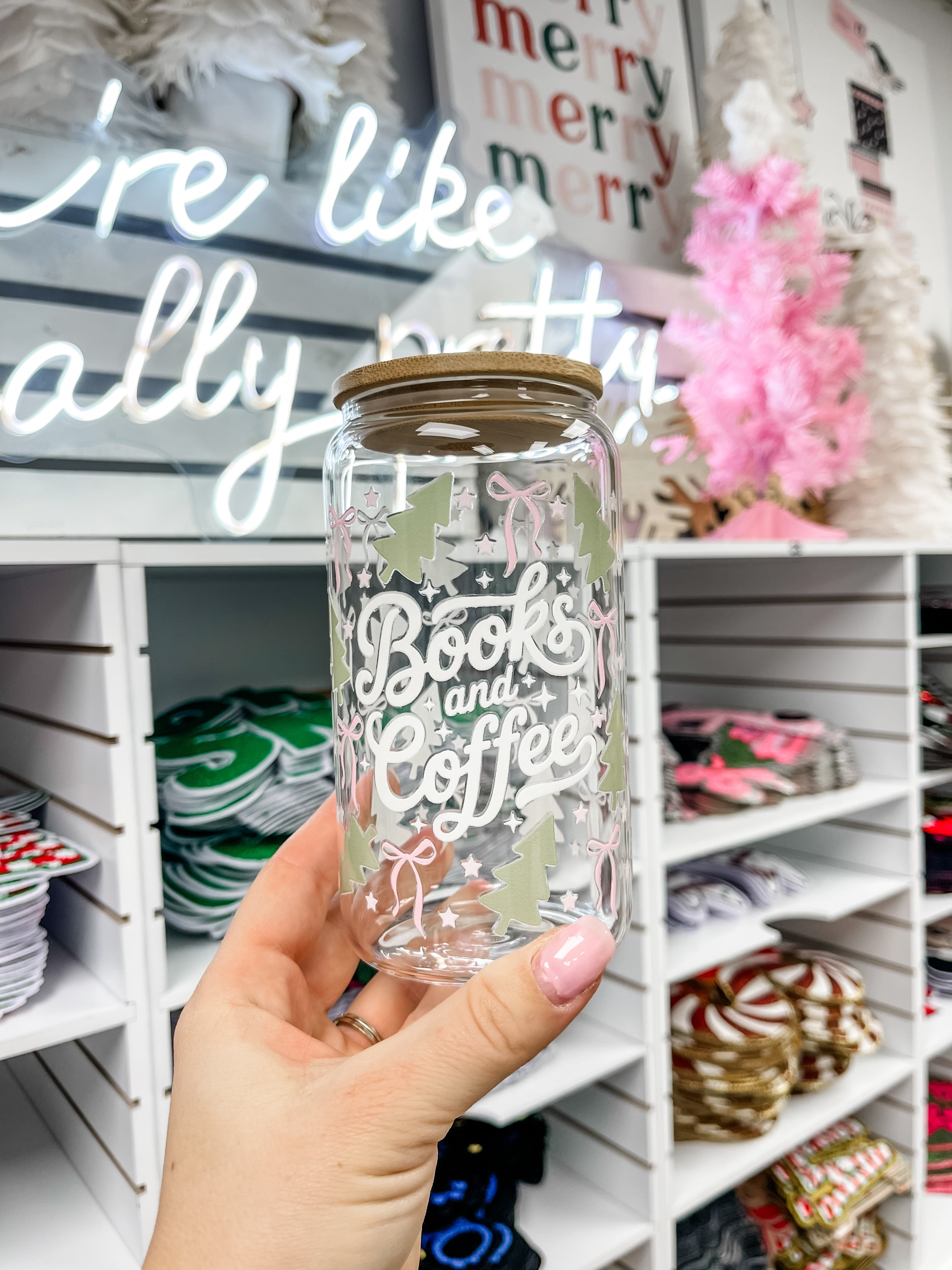 Books & Coffee Iced Coffee Glass