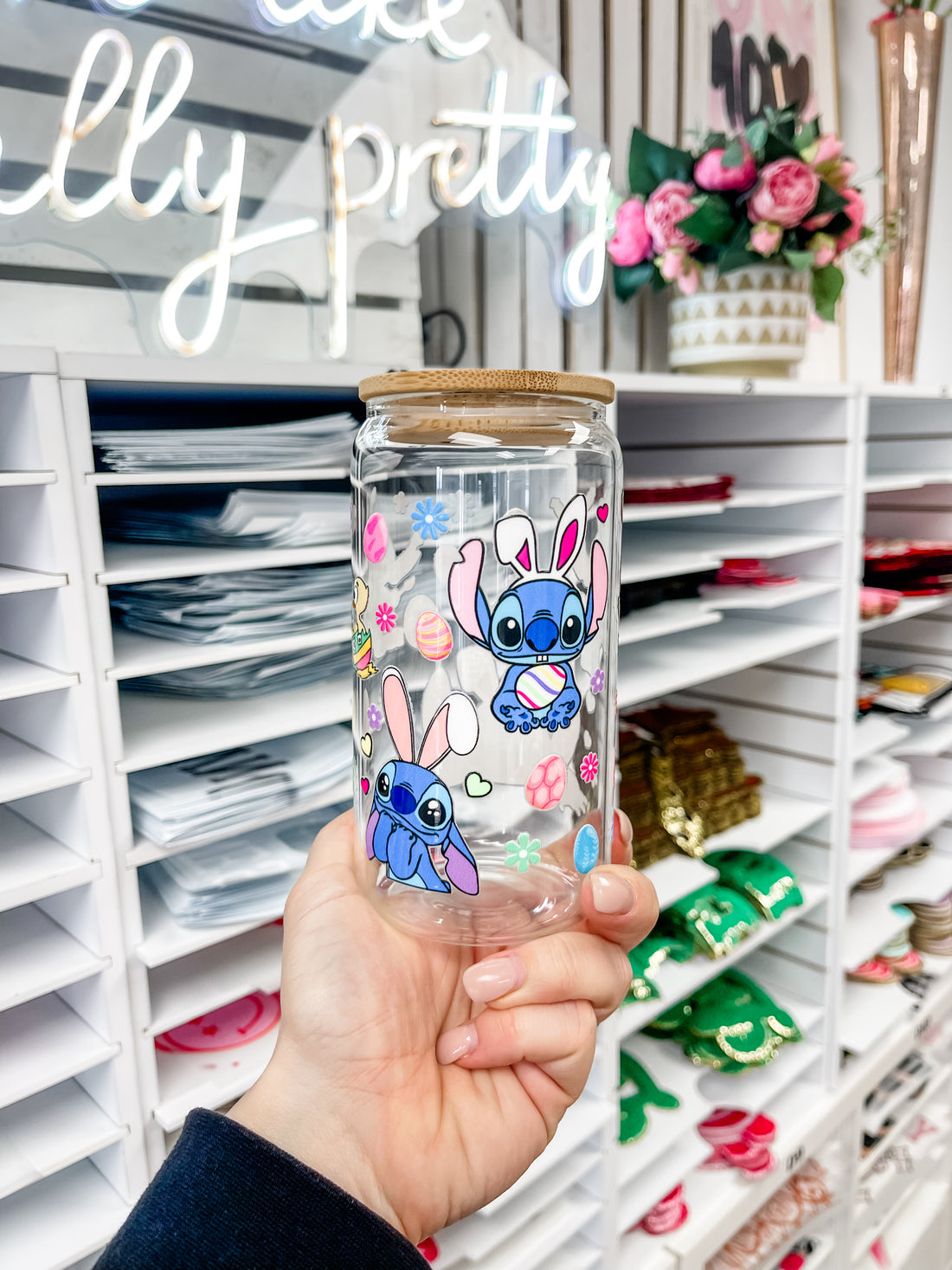 Blue Easter Eggs Iced Coffee Glass