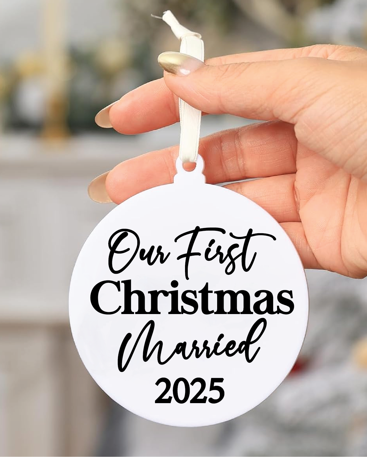Our First Christmas Married 2025 Acrylic Ornament