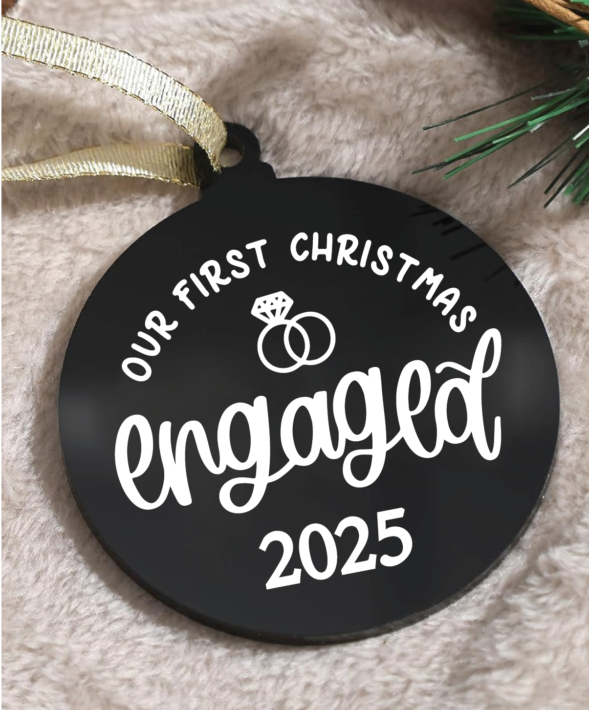 Our First Christmas Engaged 2025 Acrylic Ornament