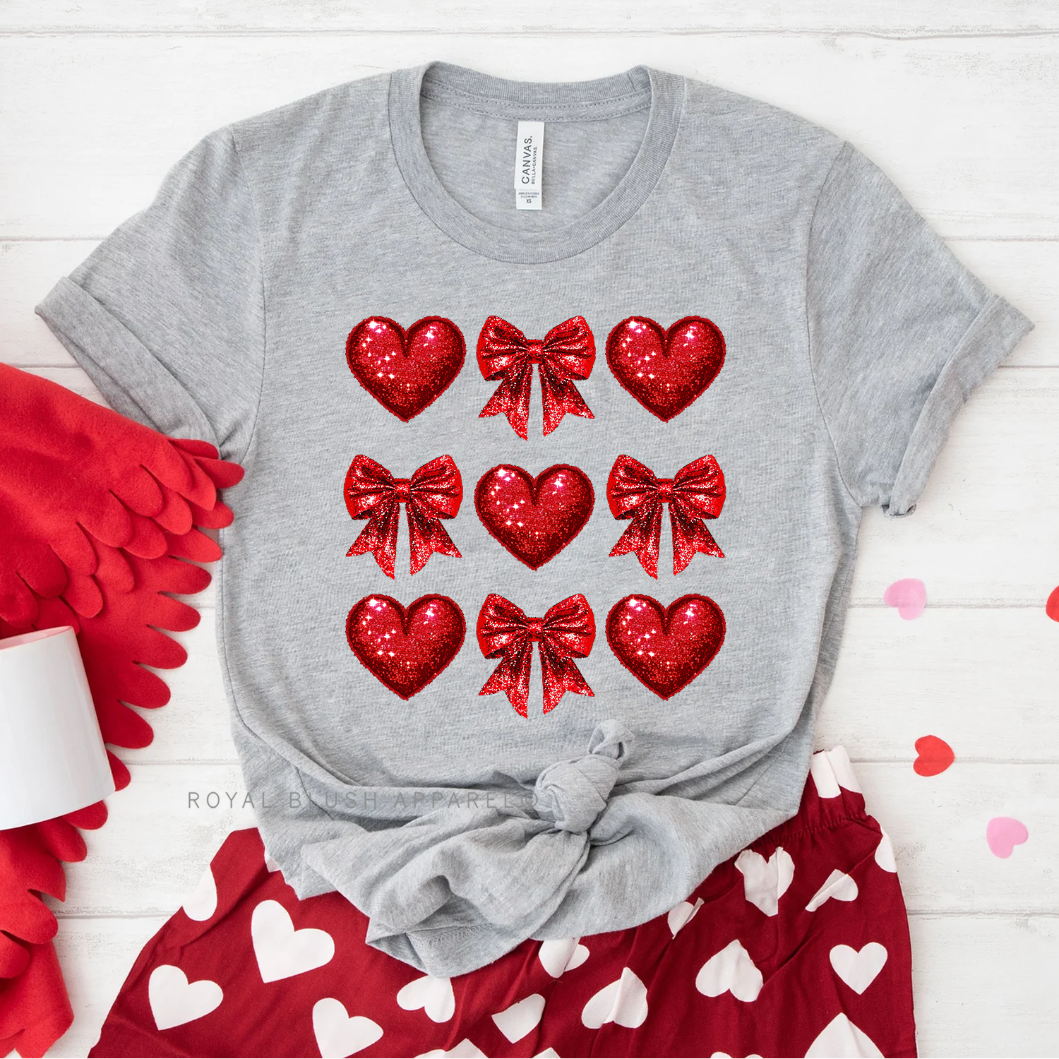 Glitter Bows & Hearts Relaxed Unisex T-shirt