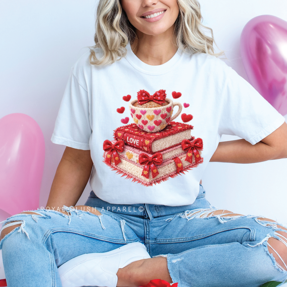 Faux-Plush Books & Coffee Relaxed Unisex T-shirt