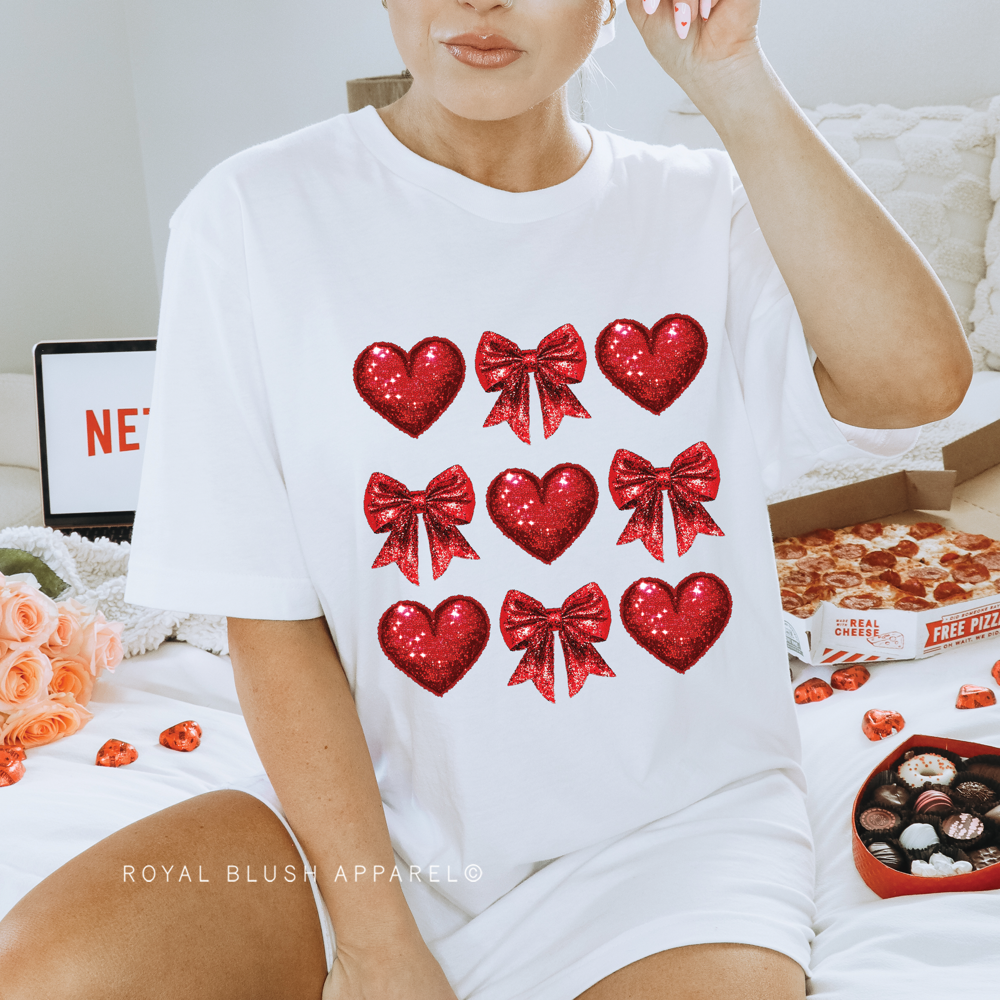 Glitter Bows & Hearts Relaxed Unisex T-shirt