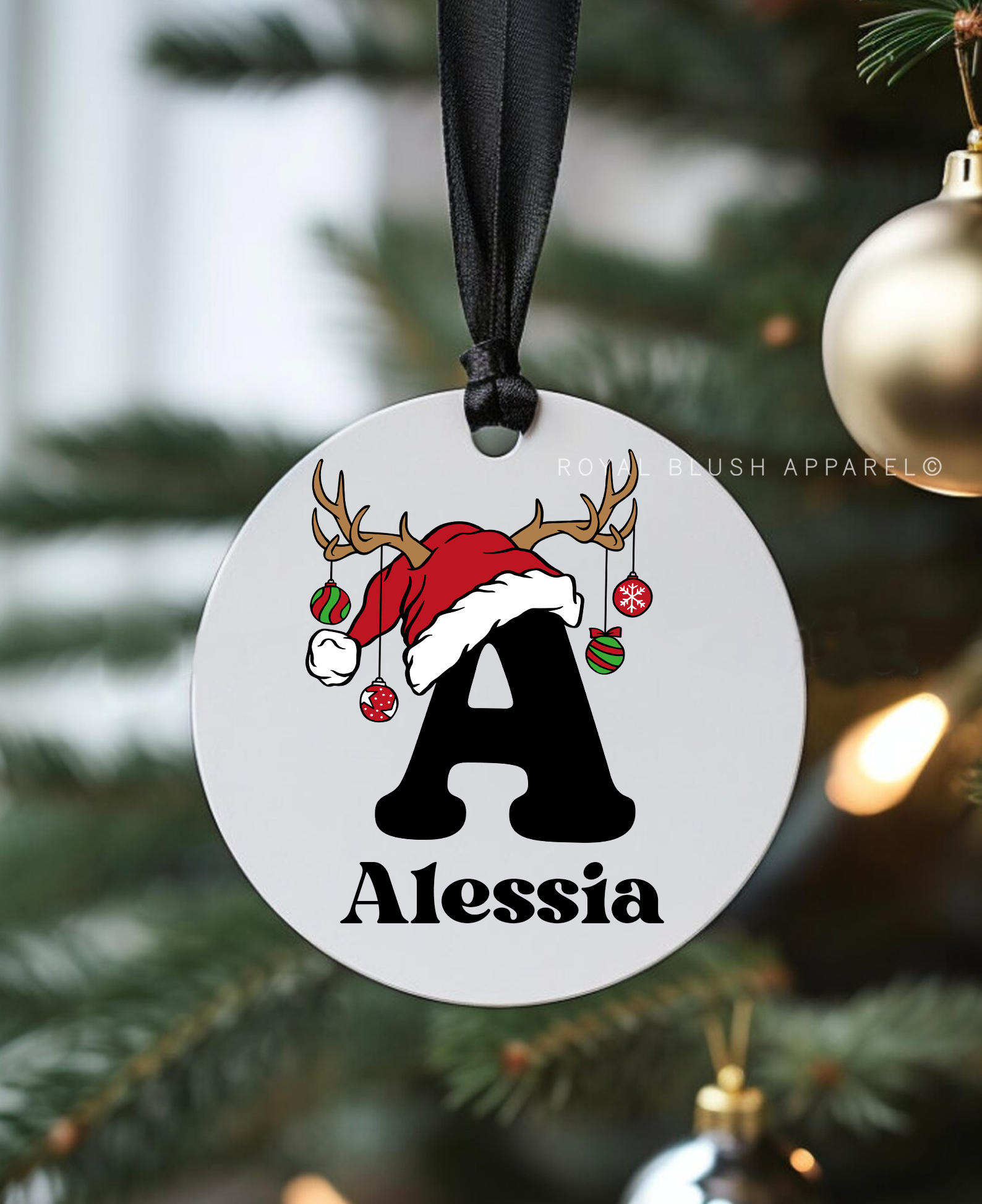 Custom Initial & Name Round Ornament