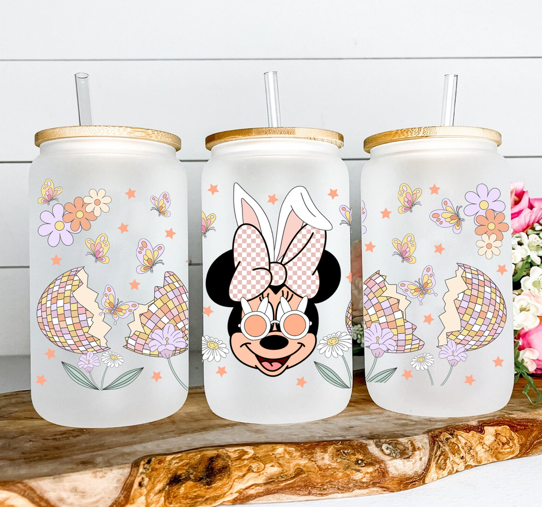 Minnie Sunglasses Easter Iced Coffee Glass
