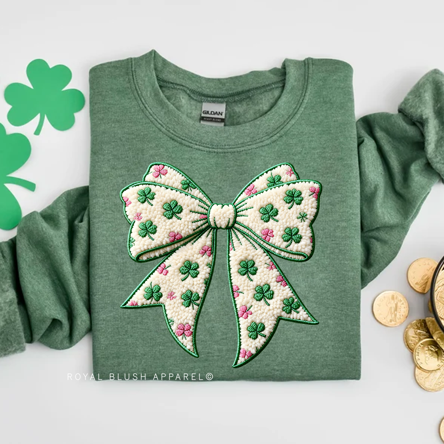 Shamrock Bow Faux Yarn Sweatshirt