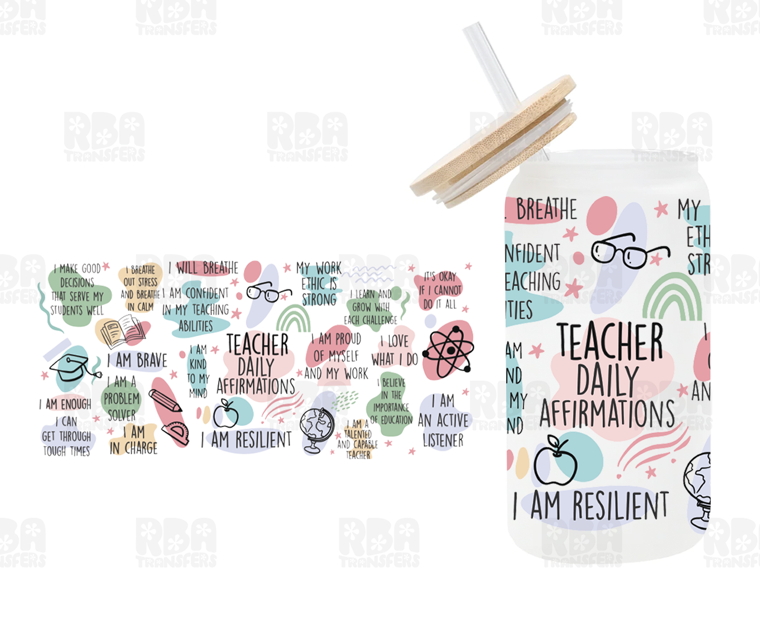 Teacher Daily Affirmations Iced Coffee Glass