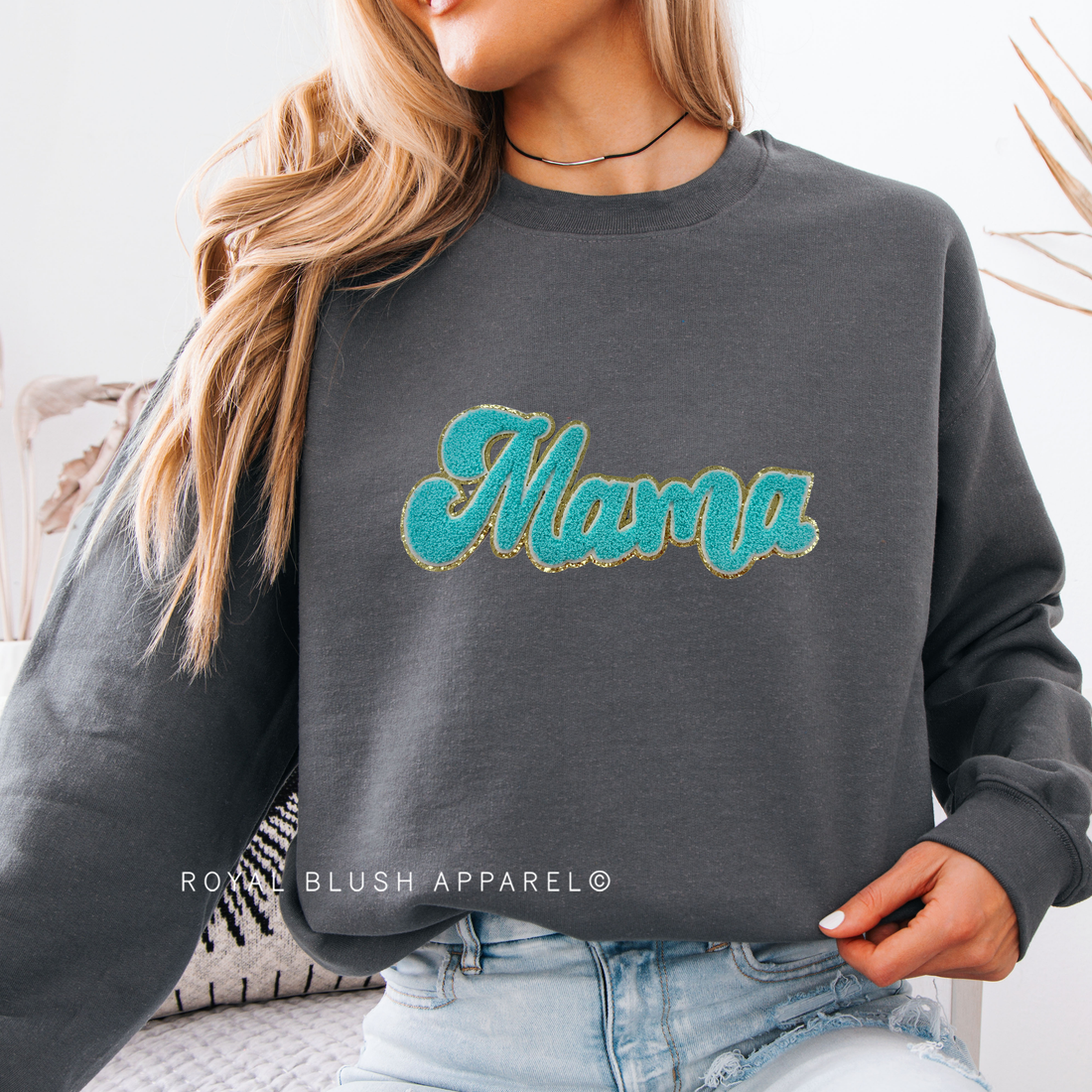 Teal Mama Patch Sweatshirt