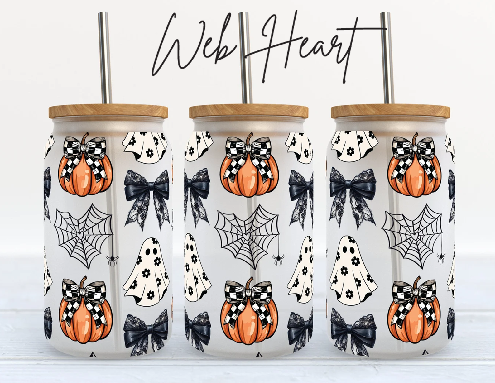 Web Heart Iced Coffee Glass