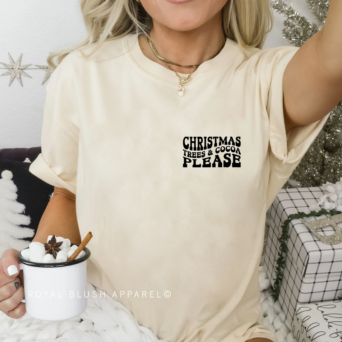 Christmas Trees & Cocoa Please Relaxed Unisex T-shirt