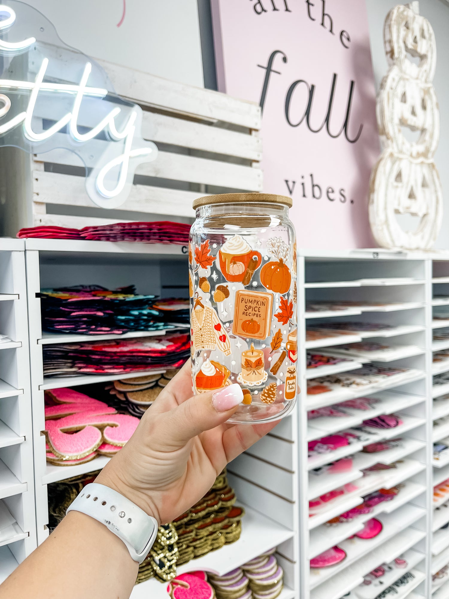 Orange Pumpkin Spice Iced Coffee Glass