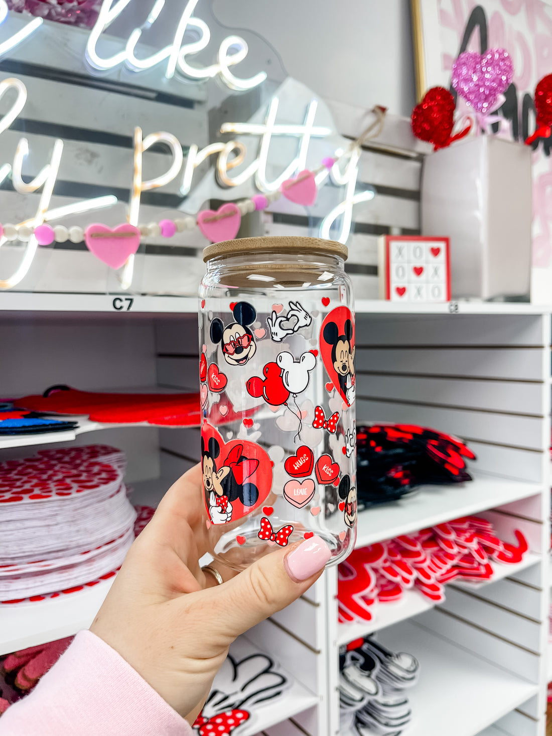 Mickey &amp; Minnie Iced Coffee Glass