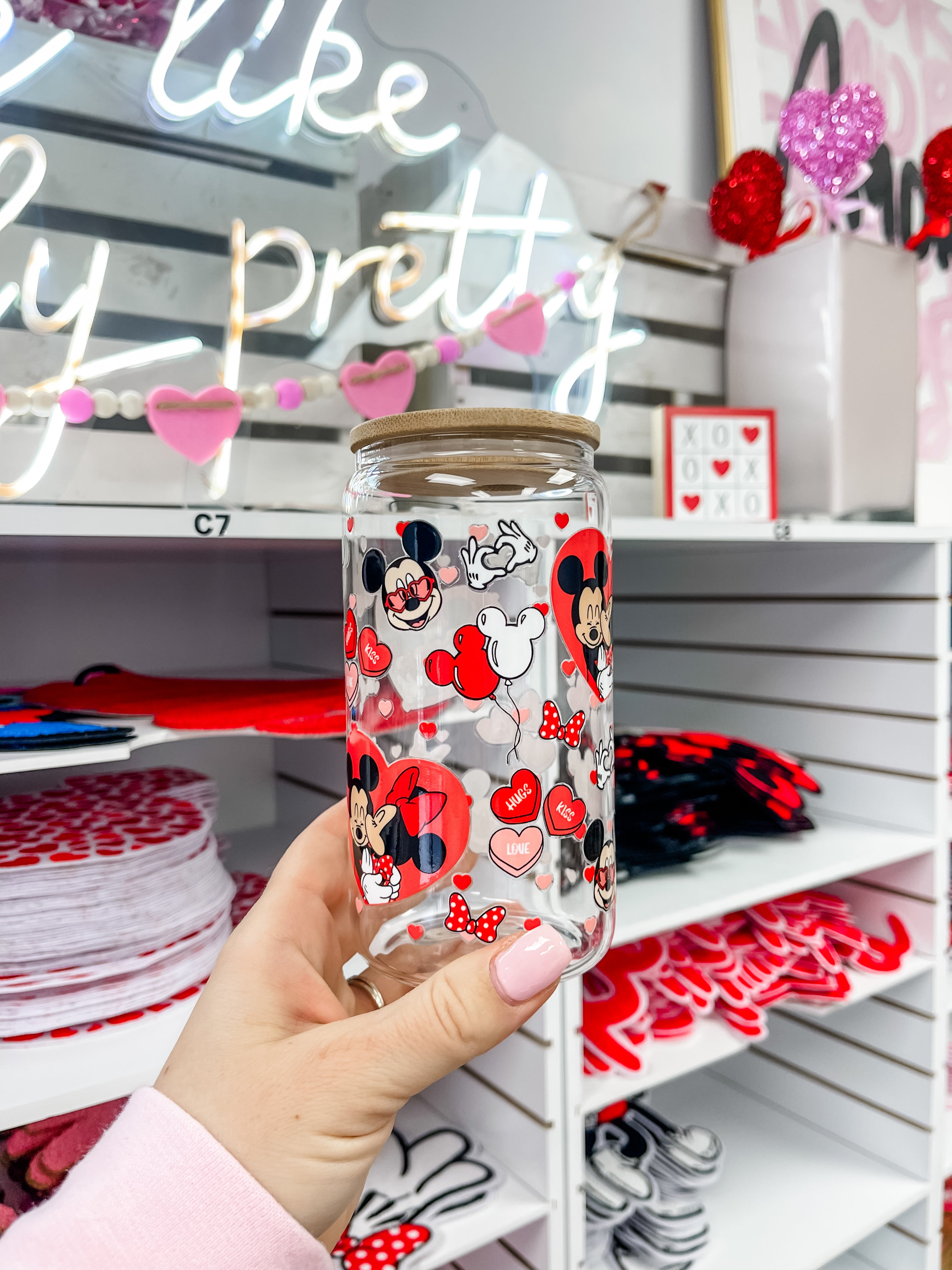 Mickey &amp; Minnie Iced Coffee Glass