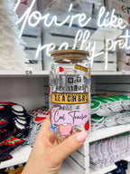 I'm Not A Regular Teacher glass iced coffee cup with bamboo lid and glass straw