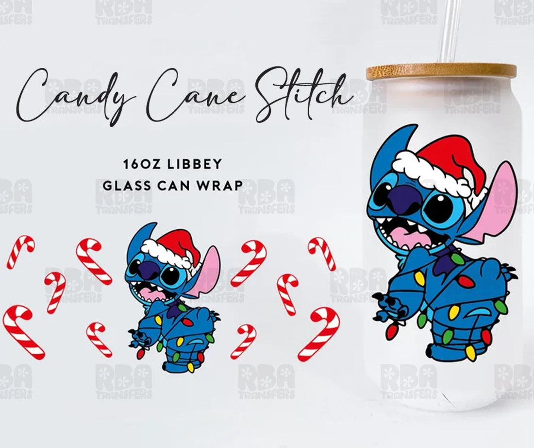 Candy Cane Stitch Iced Coffee Glass