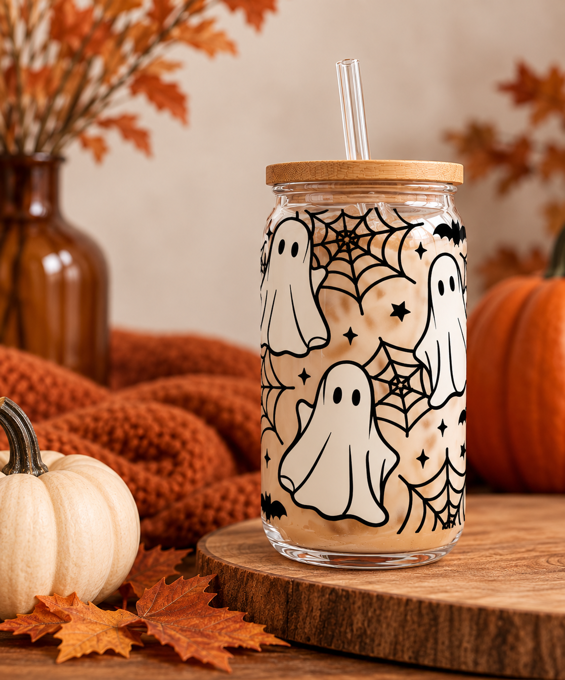 White Ghosts Iced Coffee Glass