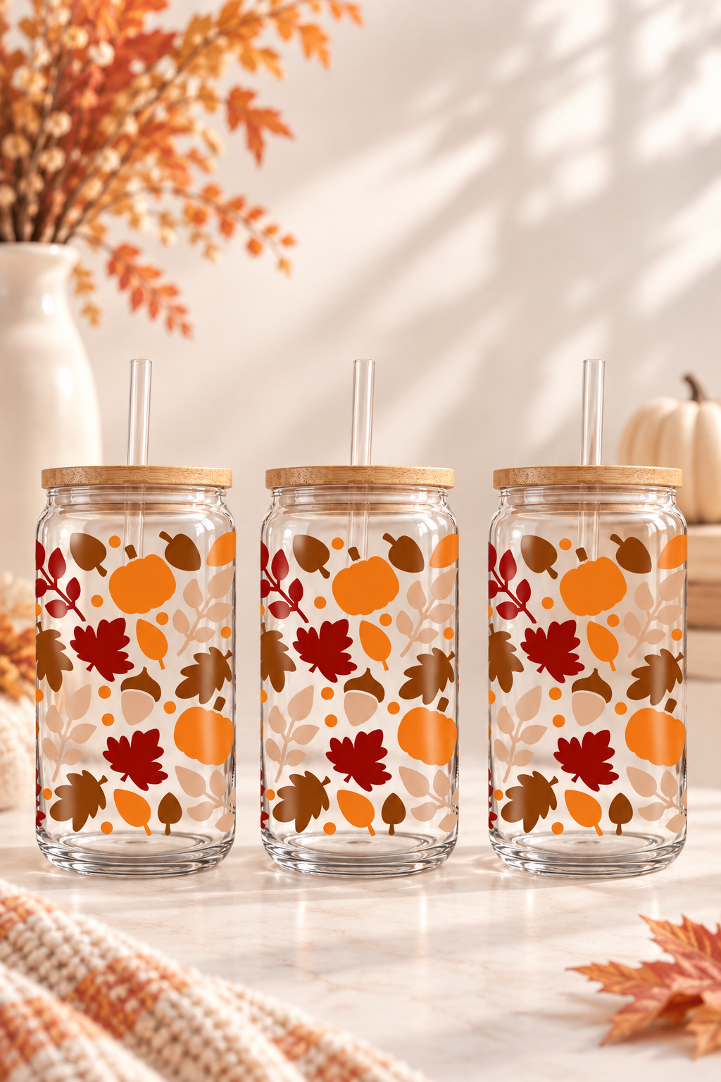Fall Harvest Iced Coffee Glass