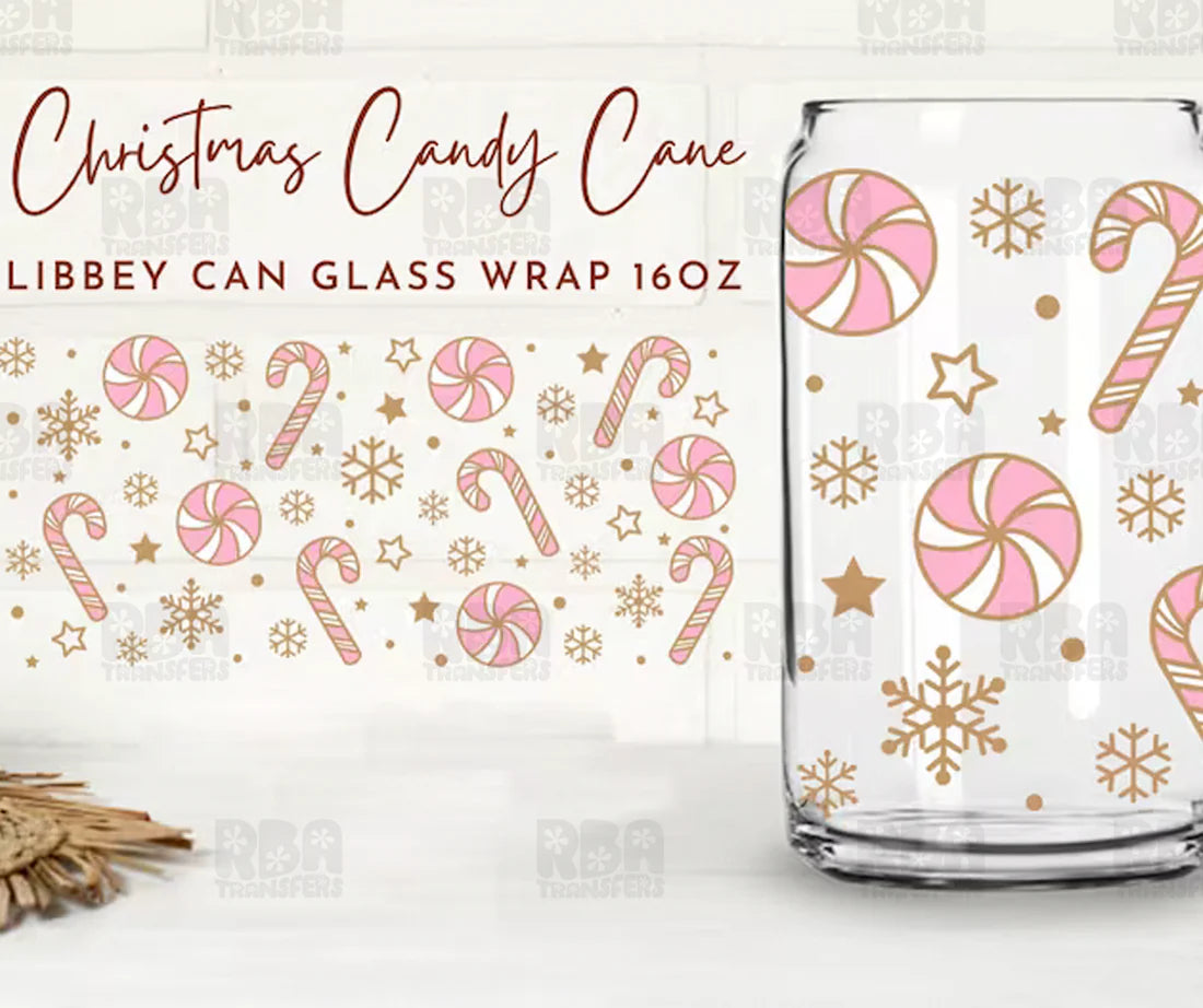 Christmas Candy Cane Iced Coffee Glass