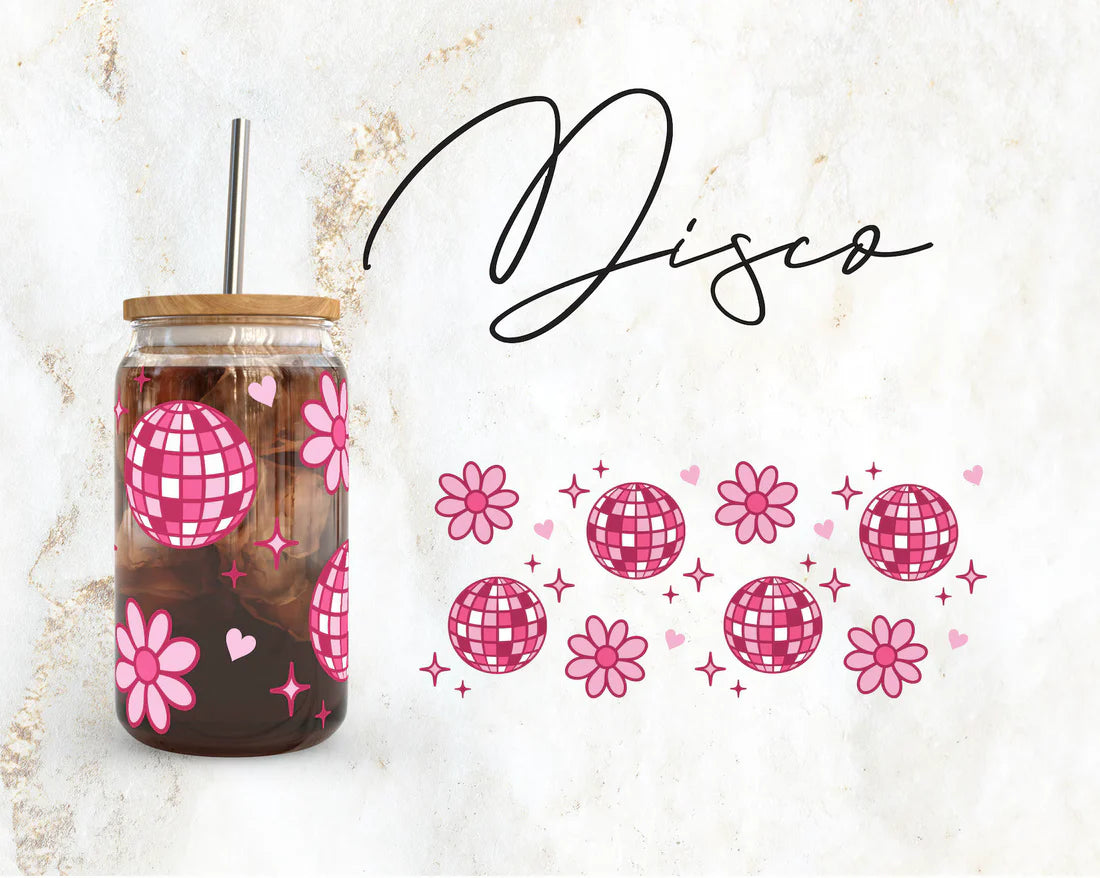 Disco Flowers Iced Coffee Glass