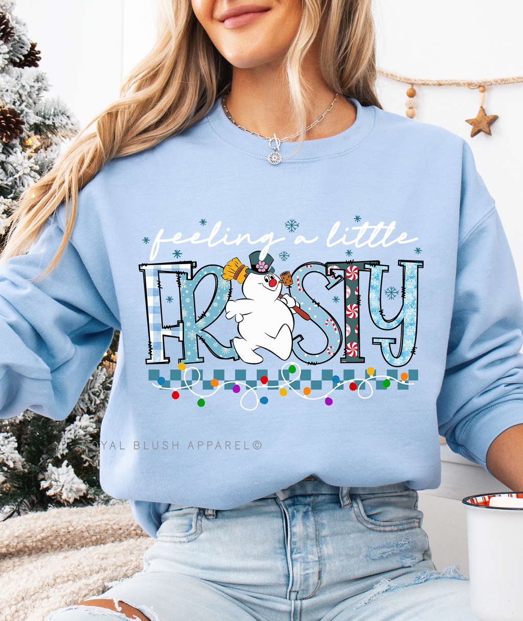 Defective Frosty The Snowman Lights - MEDIUM LIGHT BLUE graphic sweatshirt