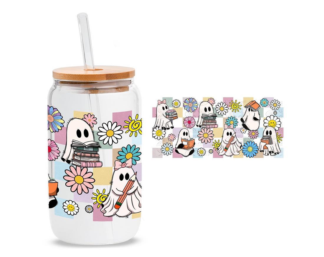 Ghost Books Iced Coffee Glass