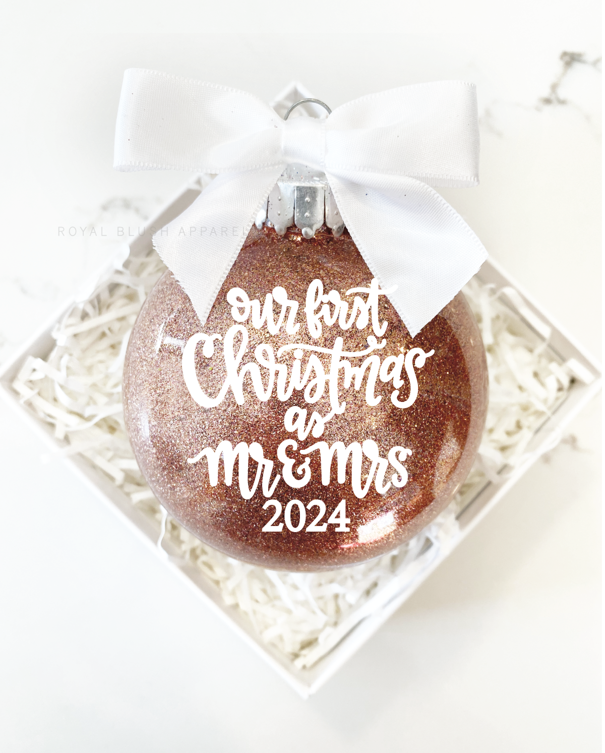 Our First Christmas As Mr &amp; Mrs 2024 Glitter Ornament