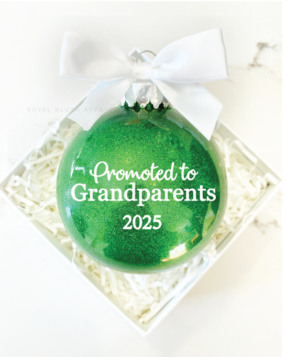 Promoted To Grandparents 2025 Glitter Ornament