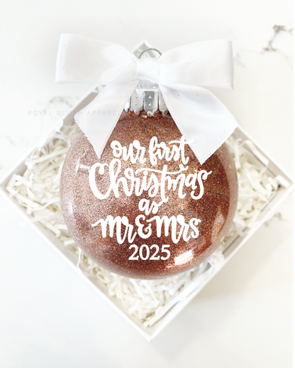 Our First Christmas As Mr &amp; Mrs 2025 Glitter Ornament