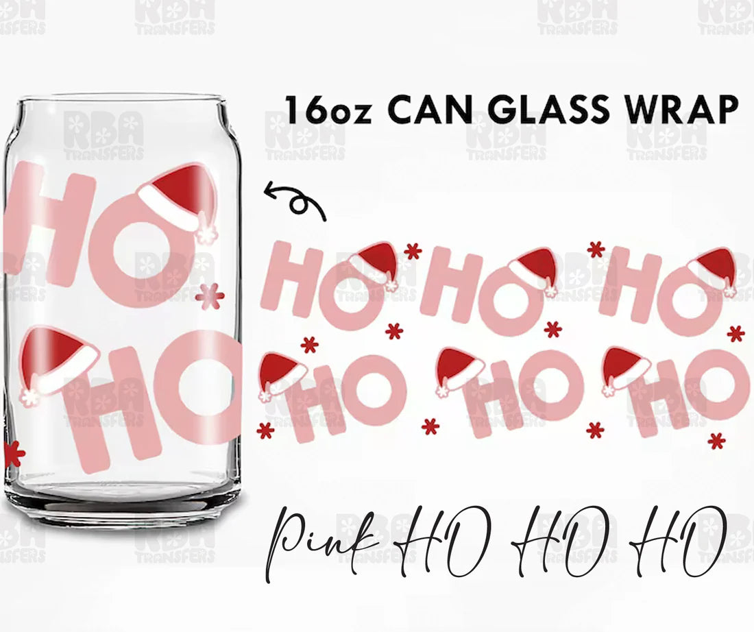 Pink HO HO HO Iced Coffee Glass