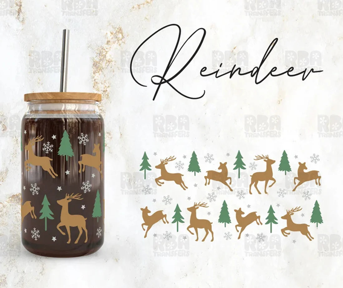 Reindeer Iced Coffee Glass