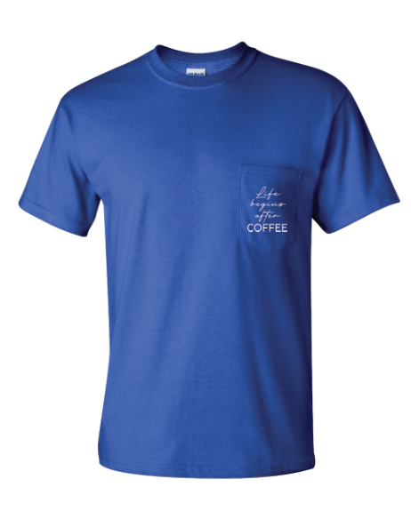 Life Begins After Coffee - LARGE ROYAL BLUE UNISEX