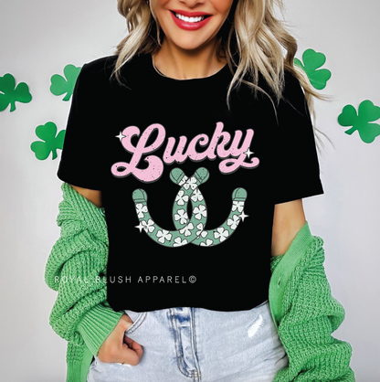 T-shirt unisexe Horseshoe Lucky décontracté