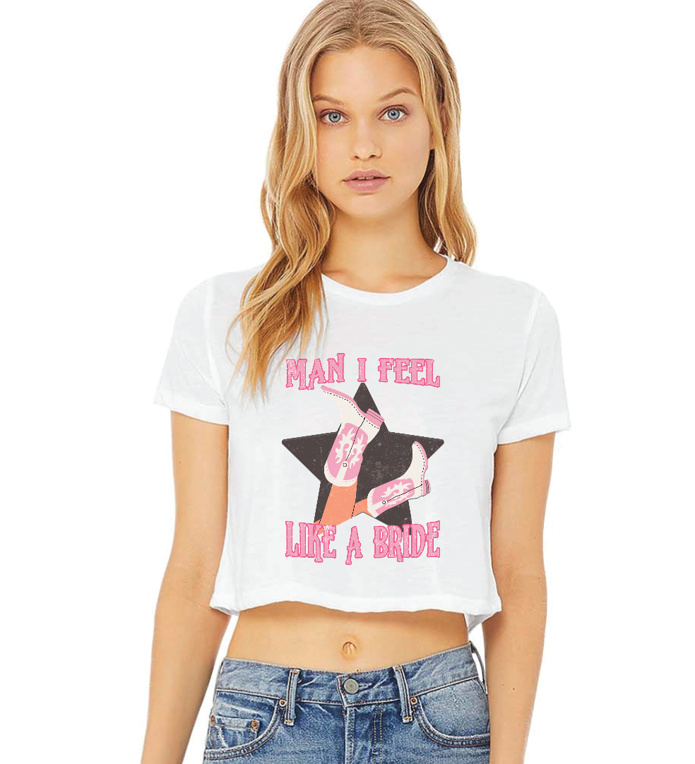 Man I Feel Like A Bride - LARGE LADIES FLOW CROP T-SHIRT