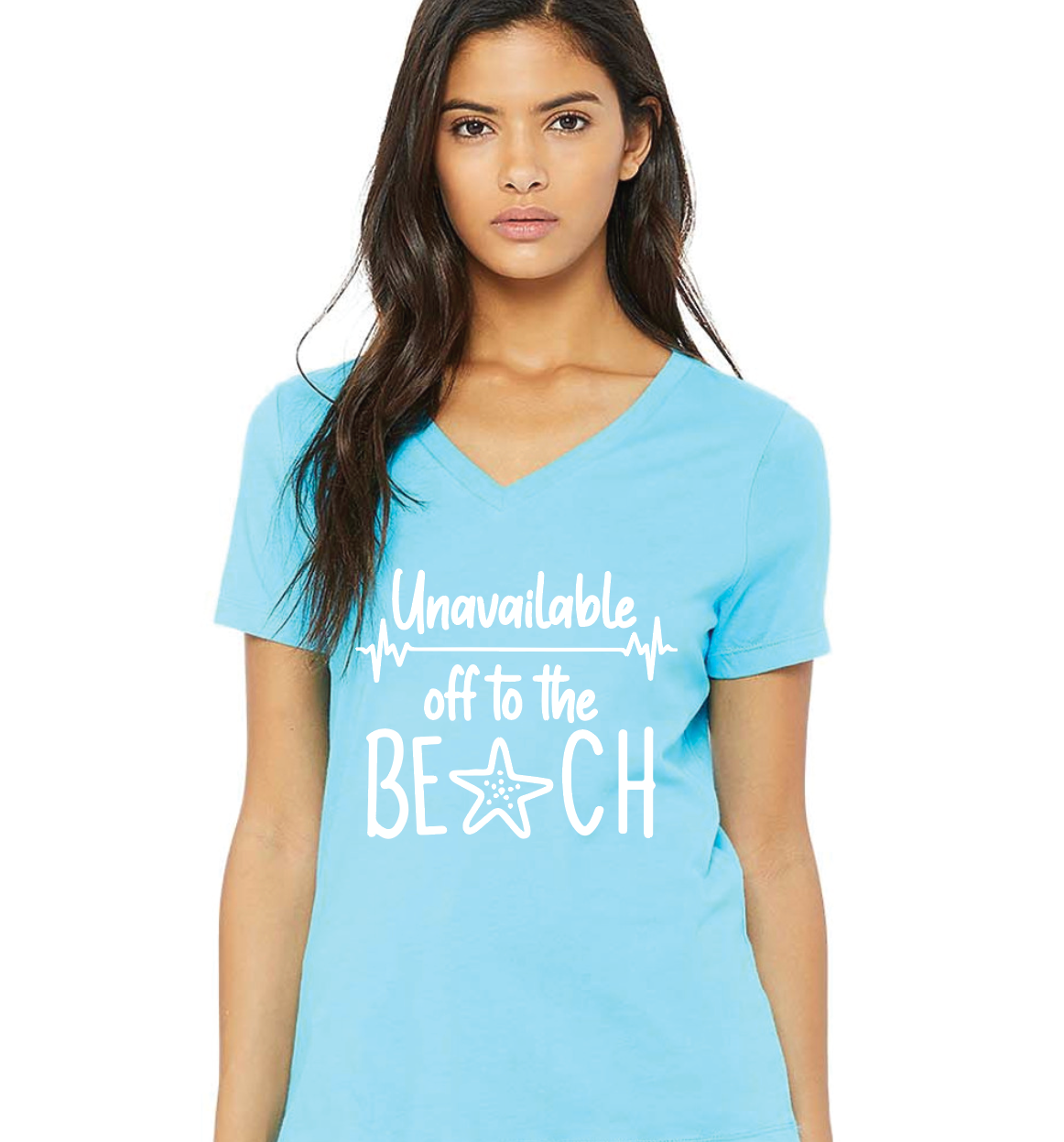 Unavailable Off To The Beach - LARGE LADIES RELAXED V-NECK