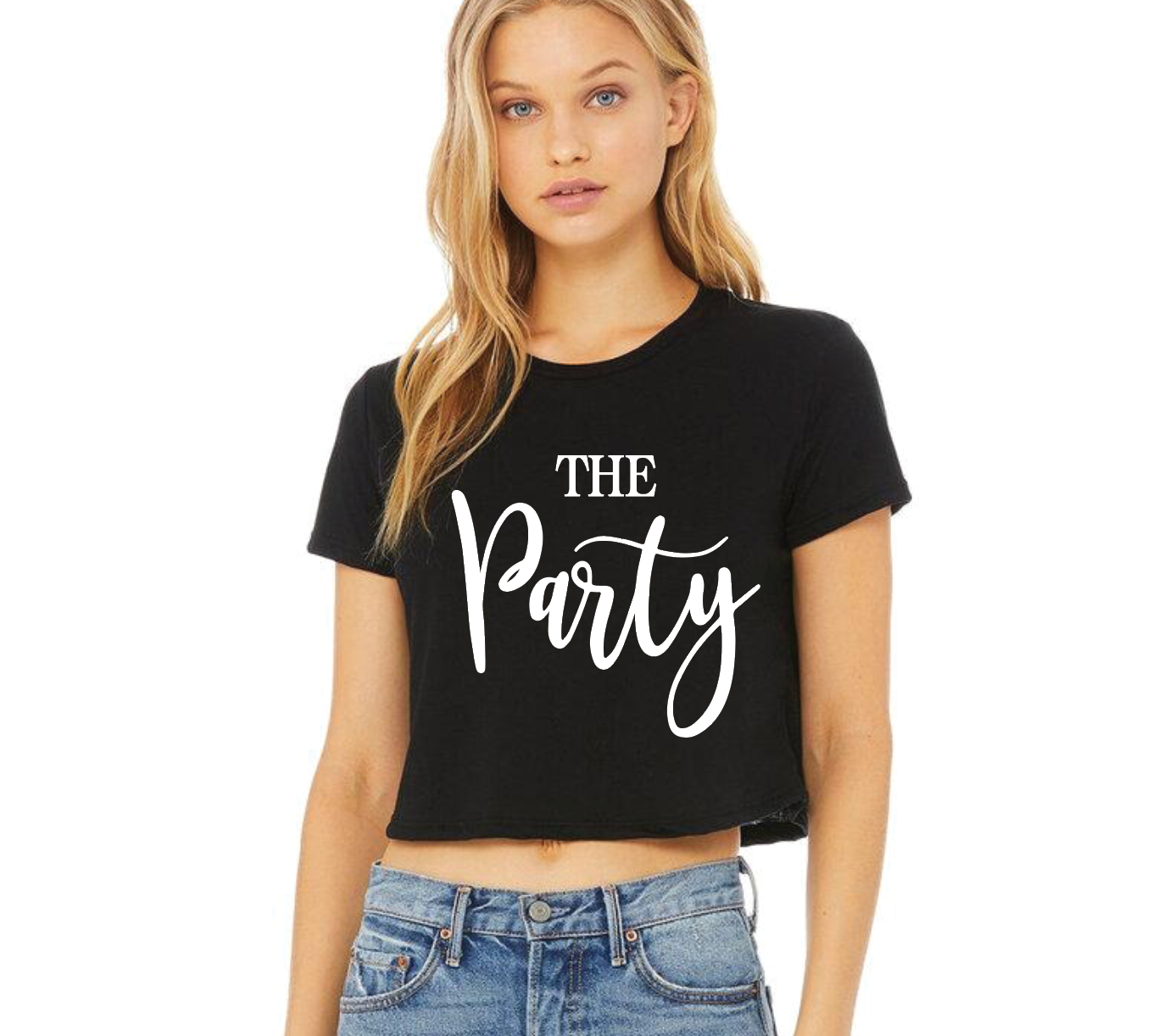 The Party - LARGE BLACK LADIES FLOWY CROP TSHIRT