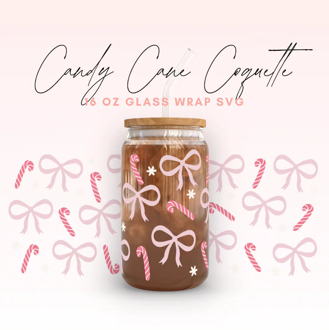Candy Cane Bwo Coquette Iced Coffee Glass