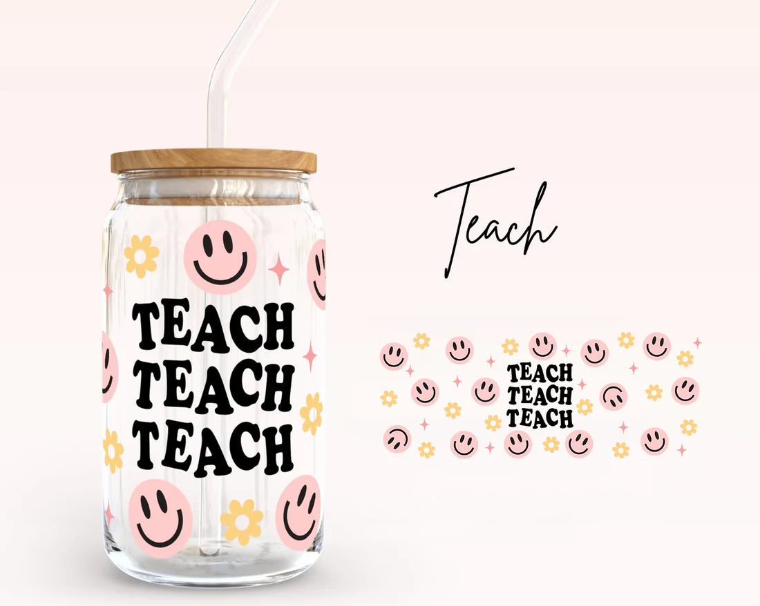 Smiley Teach Iced Coffee Glass