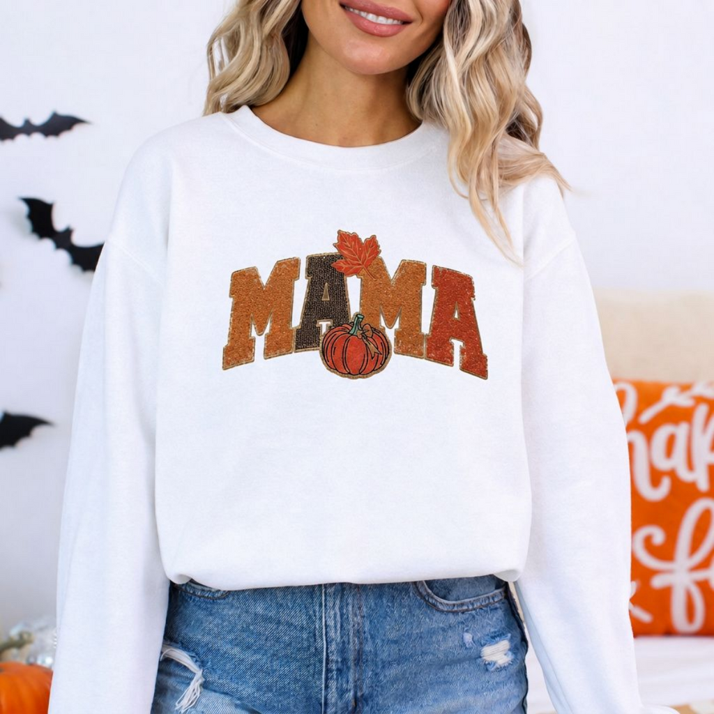 Autumn Mama Sequin Patch Sweatshirt mockup