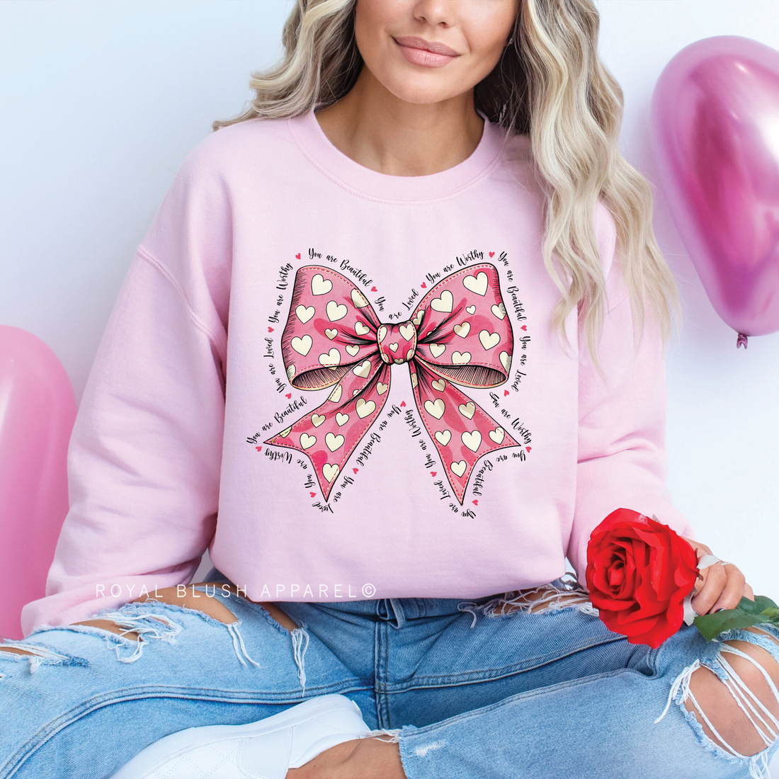 You Are Worthy Bow Sweatshirt