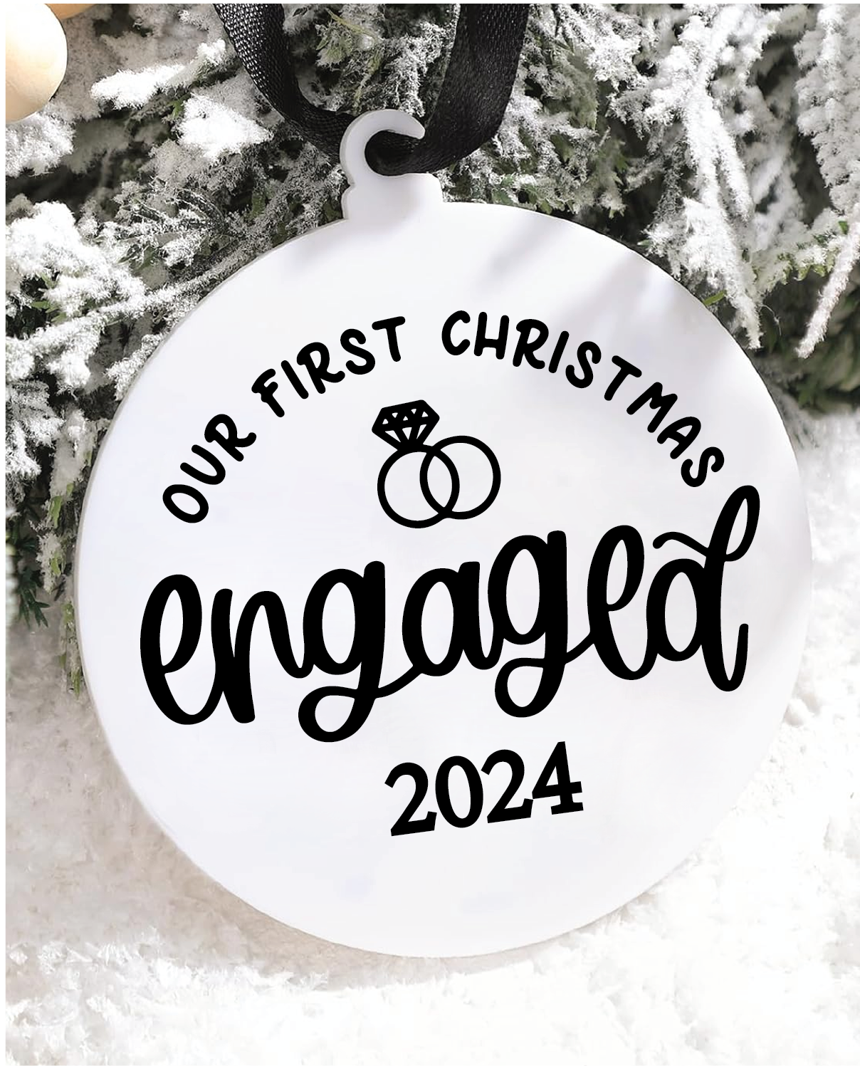 Our First Christmas Engaged 2024 Acrylic Ornament