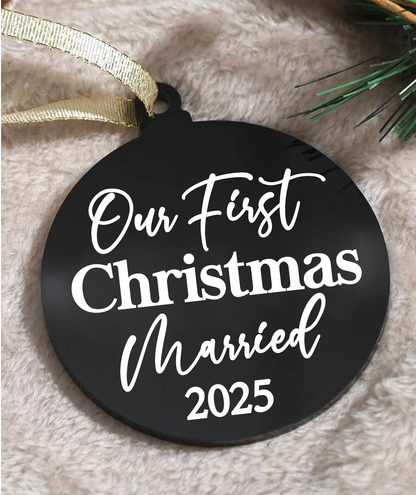 Our First Christmas Married 2025 Acrylic Ornament