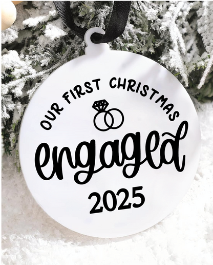 Our First Christmas Engaged 2025 Acrylic Ornament