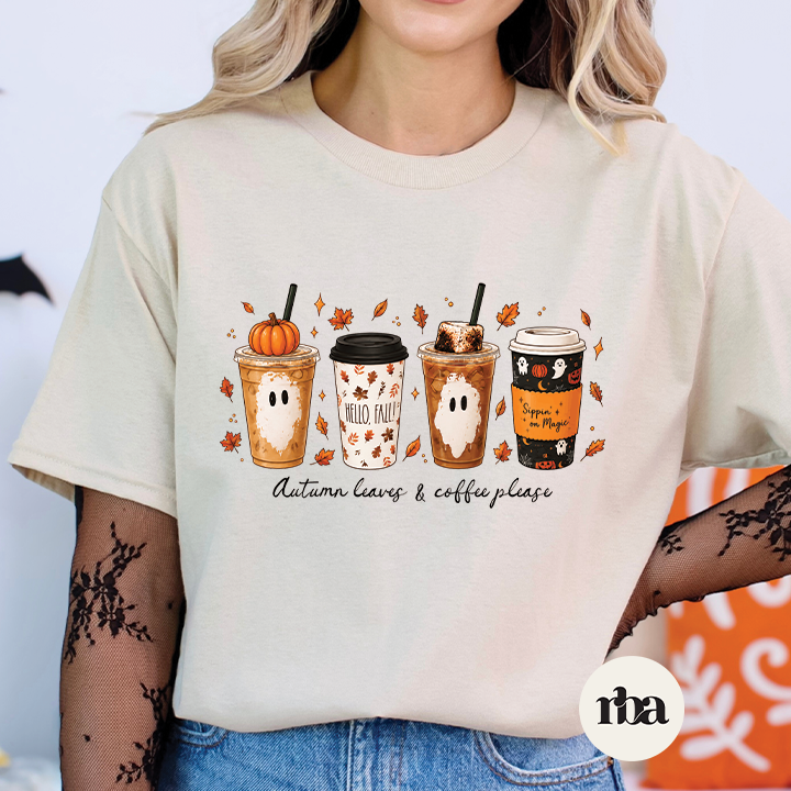 Autumn Leaves & Coffee Please T-shirt