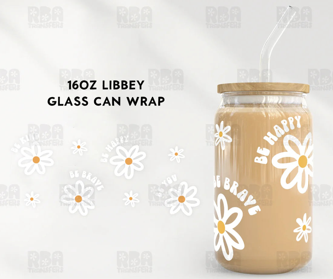 Be Happy Iced Coffee Glass