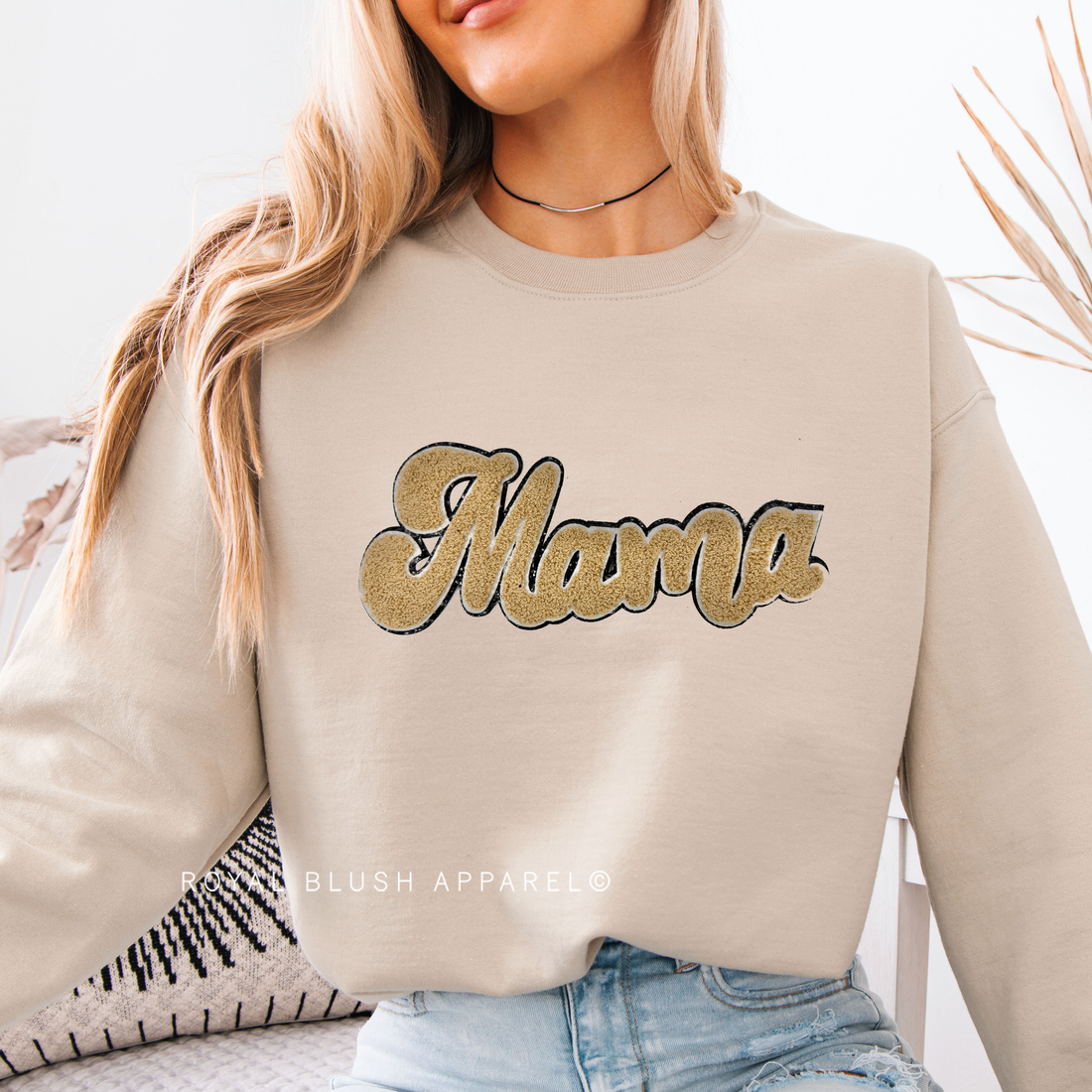 Beige Mama Patch Sweatshirt