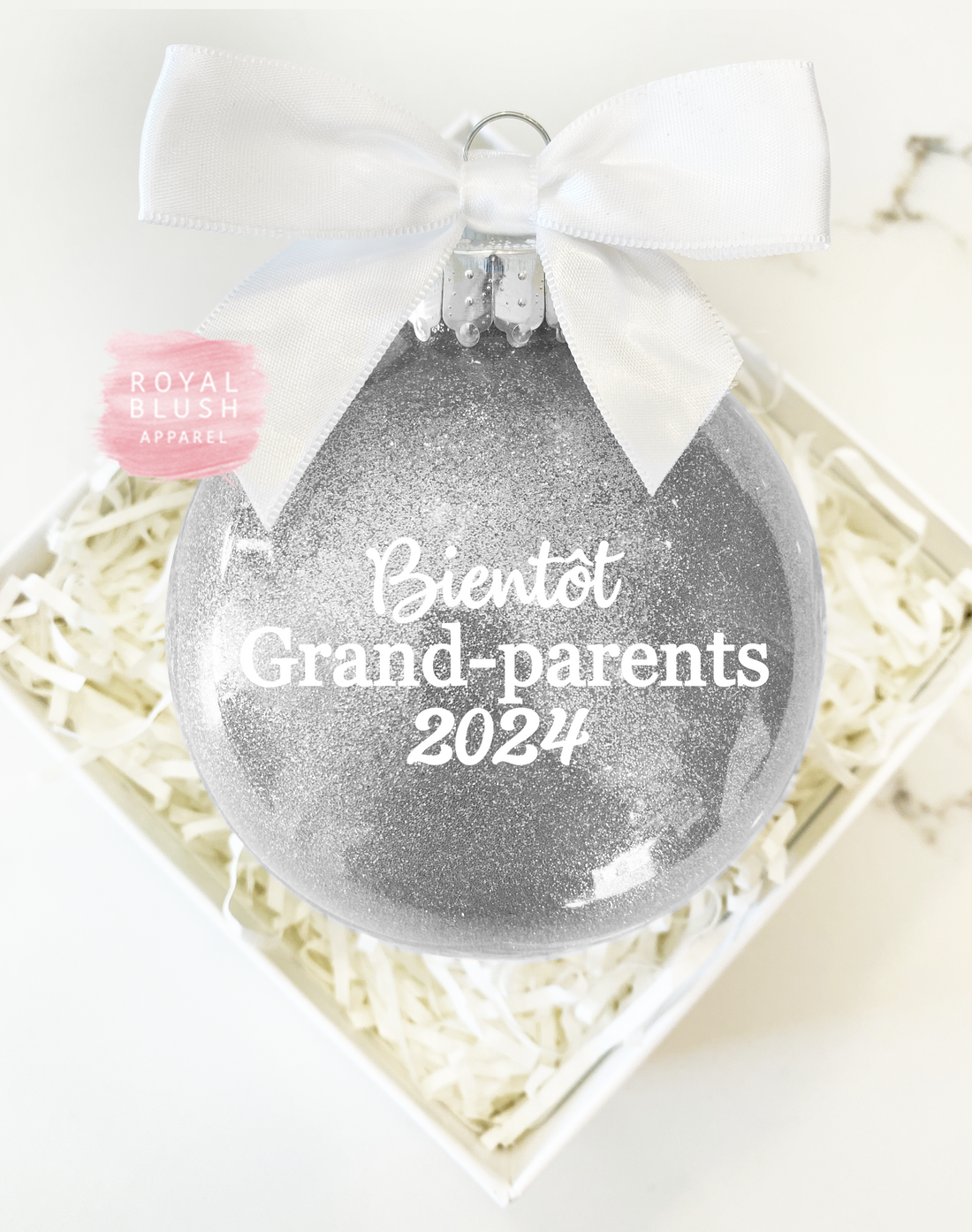 Bientôt Grand-Parents 2024 Glitter Ornament