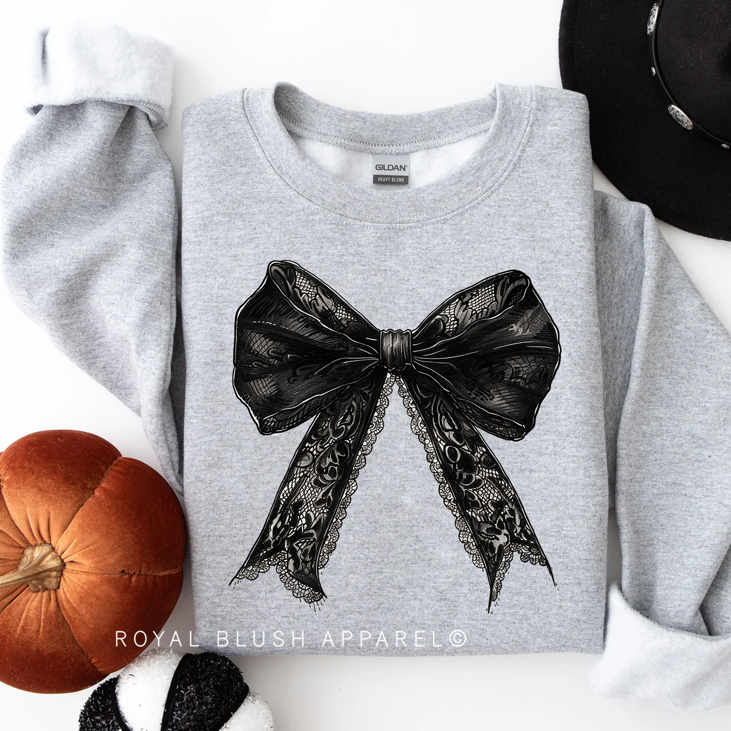 Black Lace Bow Sweatshirt