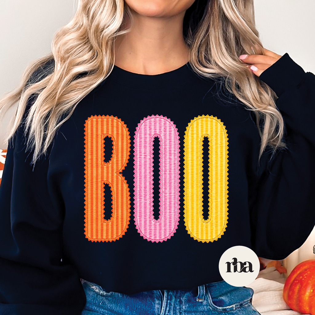 Boo Faux Embroidery Sweatshirt mockup.