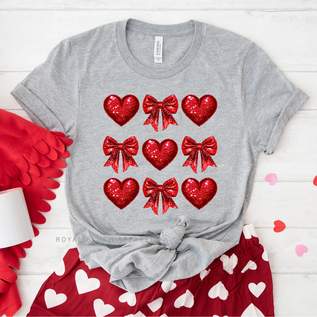 Glitter Bows & Hearts Relaxed Unisex T-shirt
