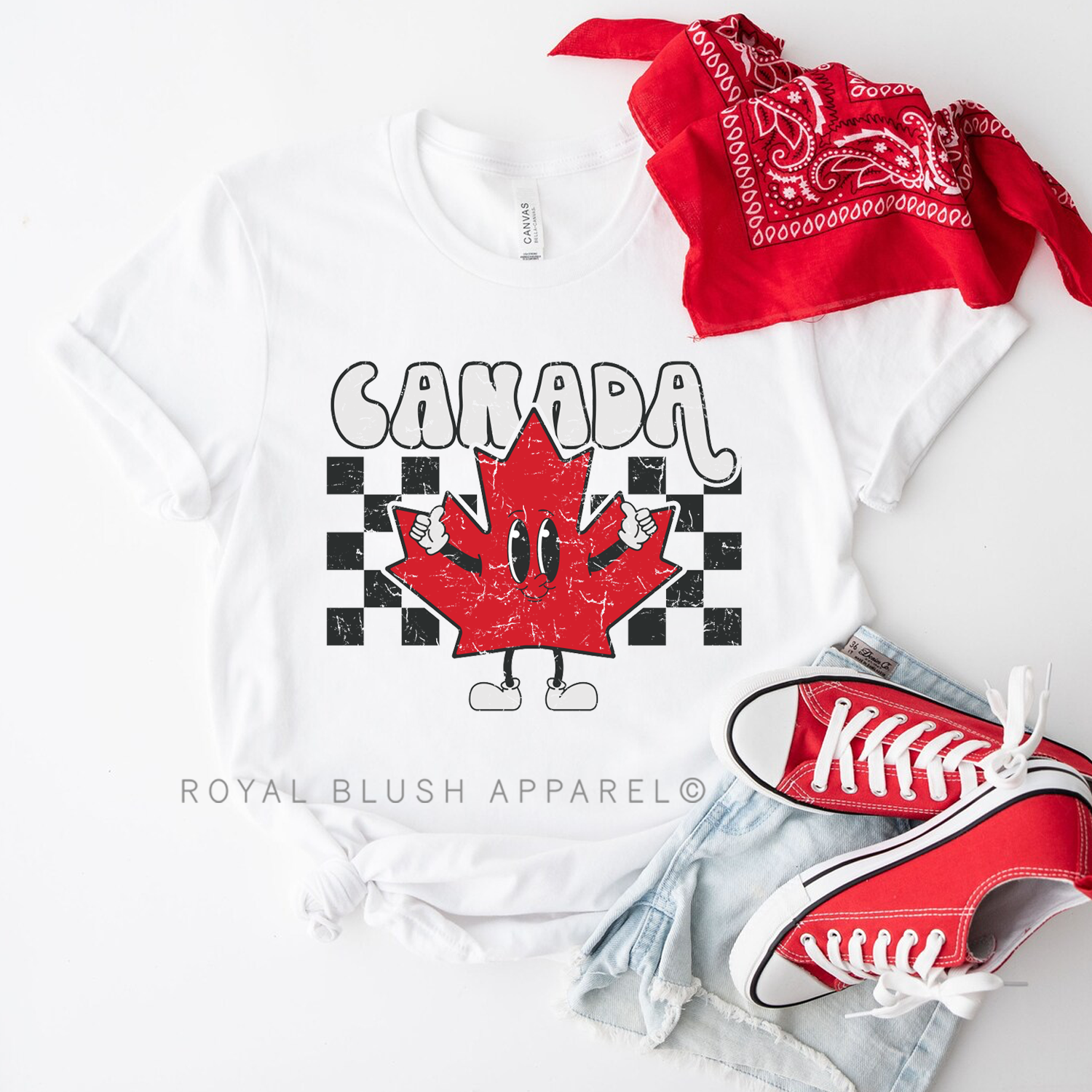 T-shirt unisexe à carreaux Canada